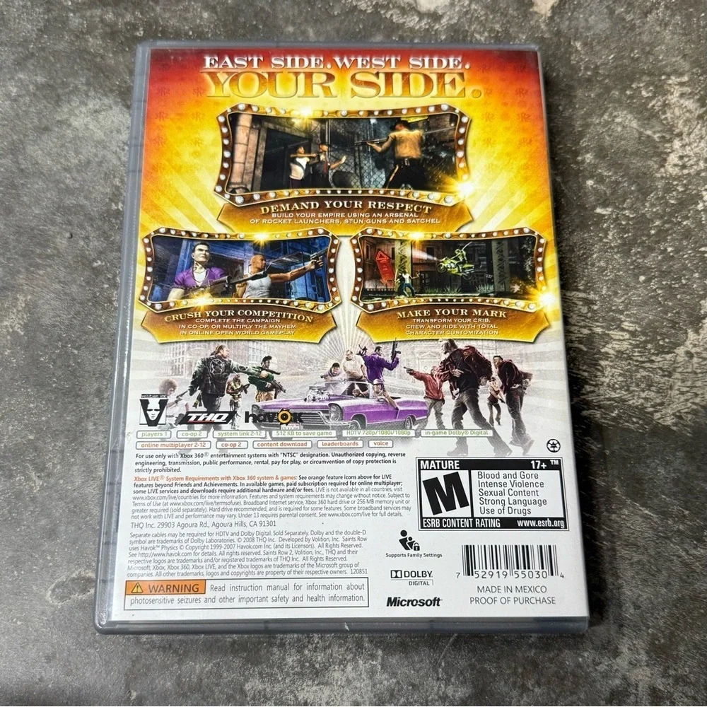 Saints Row 2 Xbox 360 Platinum Hits Complete CIB Tested